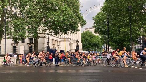 bike protest london|Cyclists strip off as on London streets for the World Naked Bike Ride